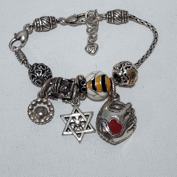 Brighton Jewelry - Brighton bumblebee, friends, mother, baby carriage, star of David charm bracelet